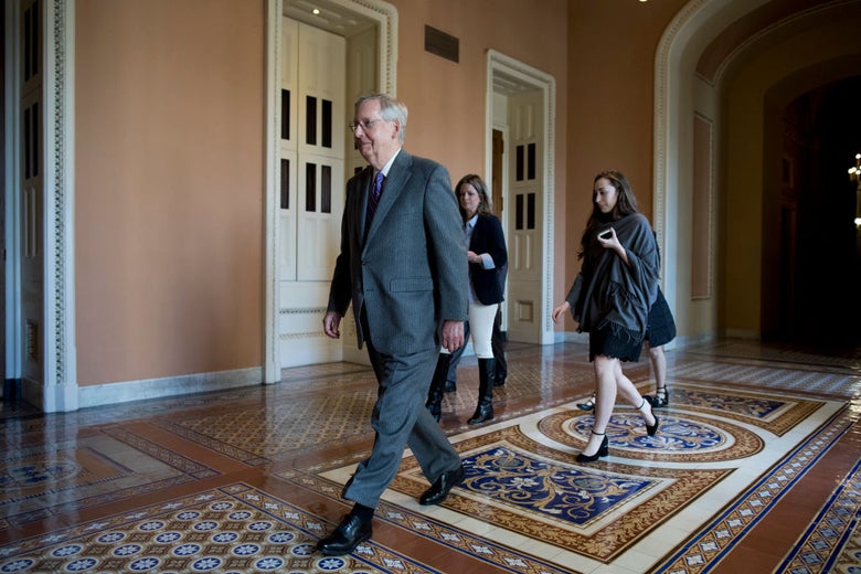 Mitch McConnell at the Capitol on Feb. 15.